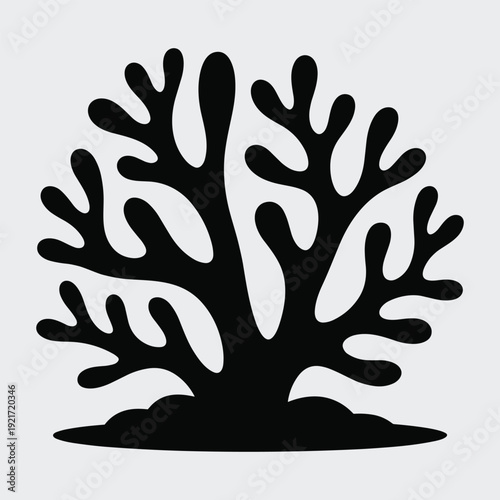 Coral reef silhouette on ocean floor with branching coral