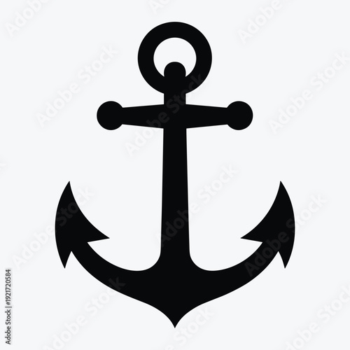 Stunning black anchor symbol on white background for nautical designs
