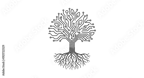 Wallpaper Mural Tree Designed with Electronic Circuit Board Patterns Isolated White Background Torontodigital.ca