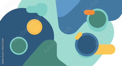 Abstract Organic Shapes with Circles and Soft Colors Background