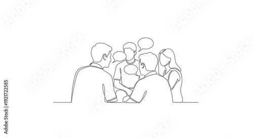 Wallpaper Mural Group of People Talking Continuous Line Drawing Isolated White Background Torontodigital.ca