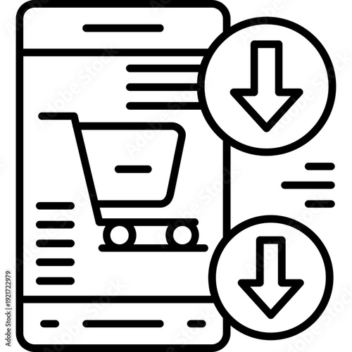 Mobile Shopping Icon Vector Element