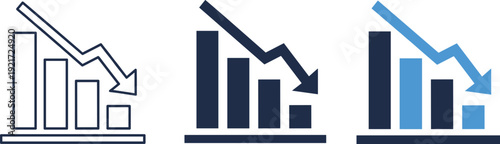 Three bar graphs with downward and upward trend arrows