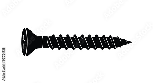 A black screw depicted in a striking minimalist silhouette