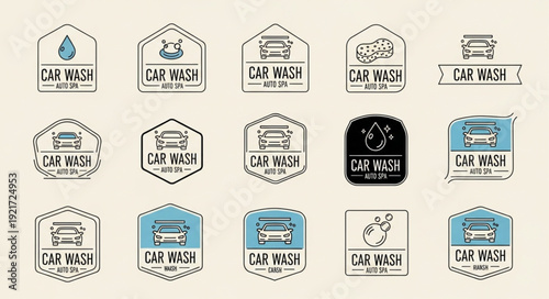Collection of Car Wash Logos and Badges.