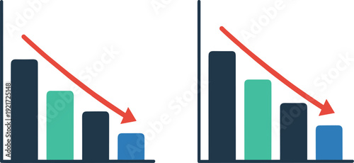 Comparative bar graphs showing downward trends in multiple categories