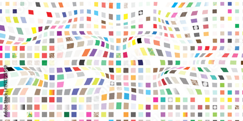Abstract random colorful square pallete pattern background graphic illustration.