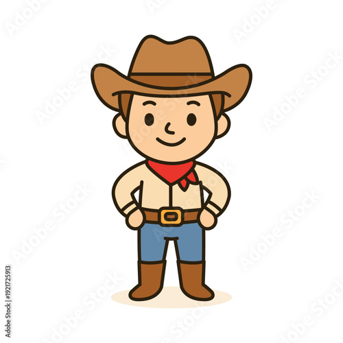 Cute Cartoon Cowboy Character Illustration Western Mascot
