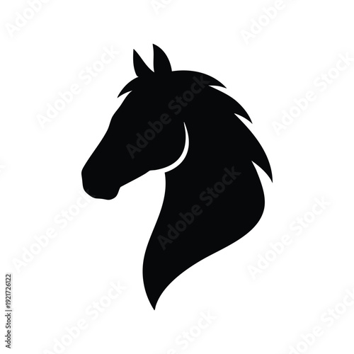Black Horse Head Silhouette Vector Minimal Animal Logo