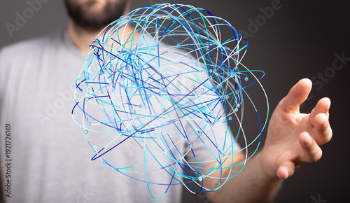 Man holding a network spher...