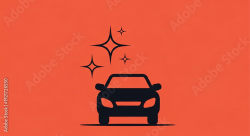 Clean Shiny Car Silhouette Sparkles Icon.