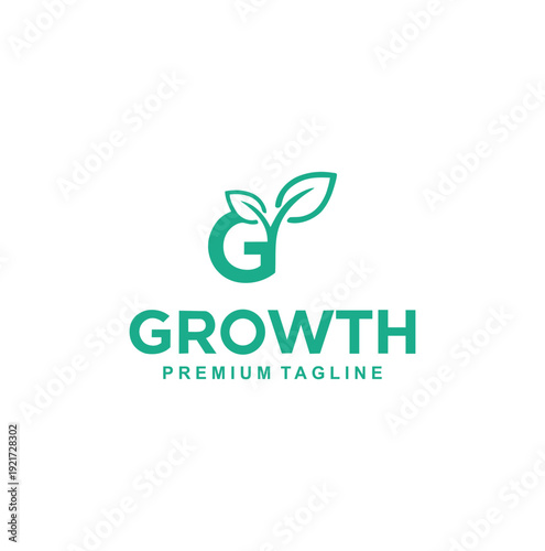 Green letter G logo combined with growing plant leaves.