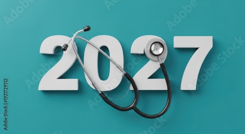 Stethoscope on year 2027 numbers representing future of healthcare