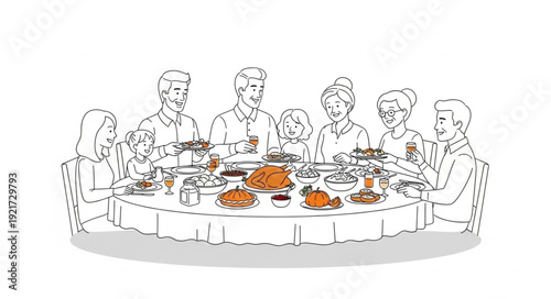 Family Gathering Around Dinner Table.