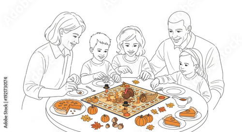 Family Gathering Around Dinner Table.