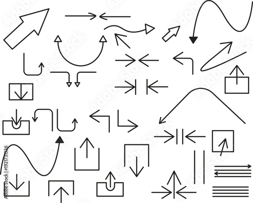 Collection of various arrows and directional symbols
