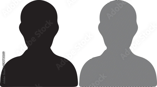 Silhouette of Two Men Standing Side by Side on White Background