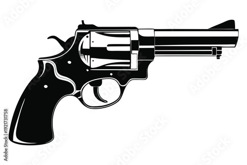 ruger gp100 silhouette line art vector illustration