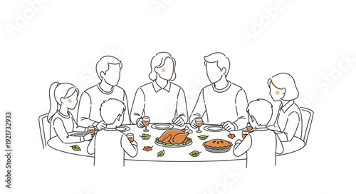 Family Gathering Around Dinner Table.