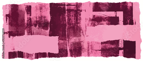 Punk pink risograph print texture background with text template. Hand drawn urban street art texture background. Halftone overlay effect. Analog linocut print. Stencil ink roller vector bg.


