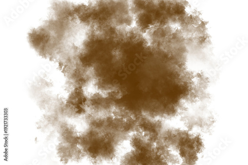 Brown smoke plume isolated on white background.