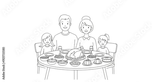 Family Gathering Around Dinner Table.