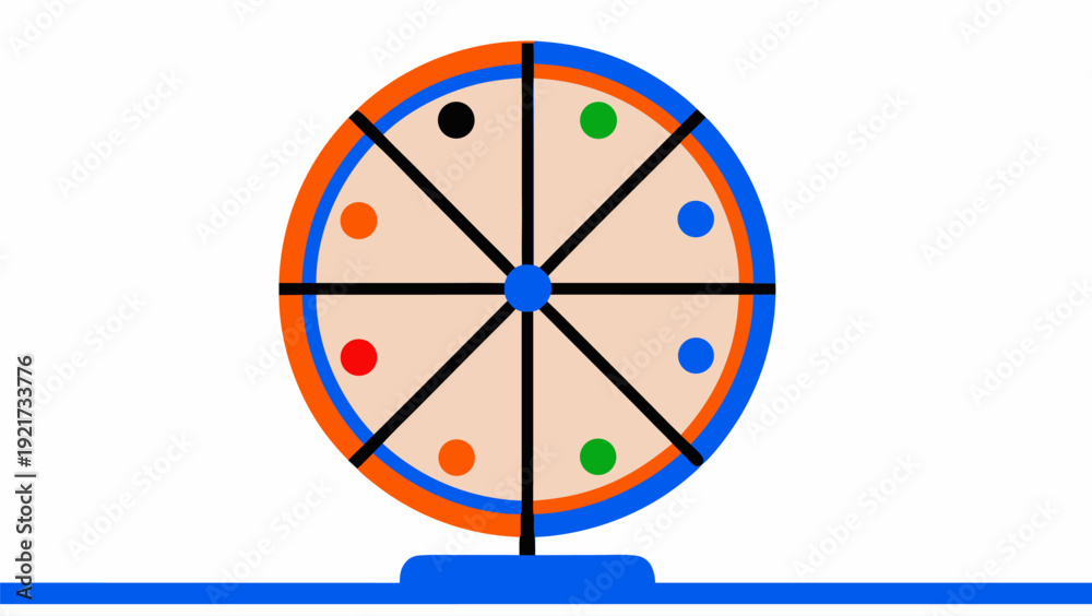 Obraz premium Colorful wheel of fortune with vibrant dots spinning on axis