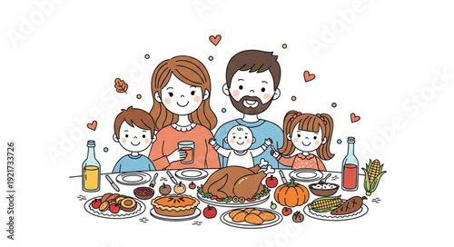 Family Gathering Around Dinner Table.