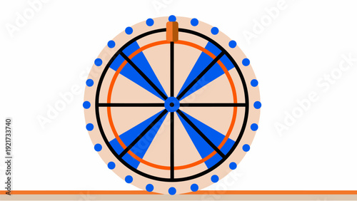 Vibrant dartboard with blue and orange sections on beige background