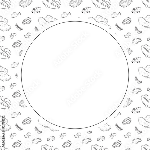 hand drawn chips circle frame background
