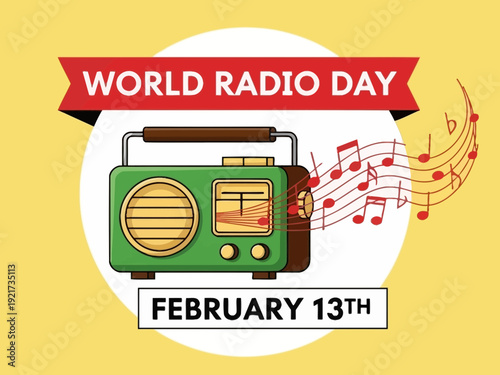 World radio day february 13th illustration