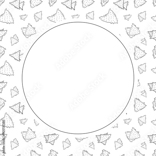 hand drawn chips circle frame background