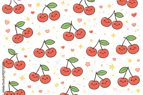 Adorable Kawaii Cherries Pattern for Sweet Designs