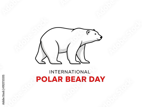 International polar bear day illustration with outline and text
