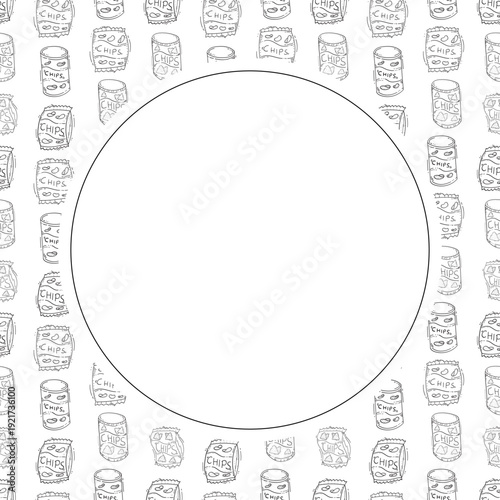 hand drawn chips circle frame background
