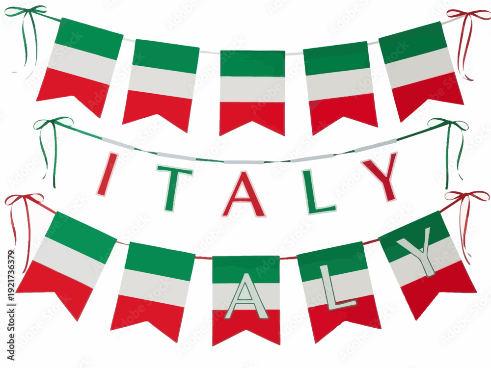 Fototapeta premium Italy themed bunting banner garland decoration
