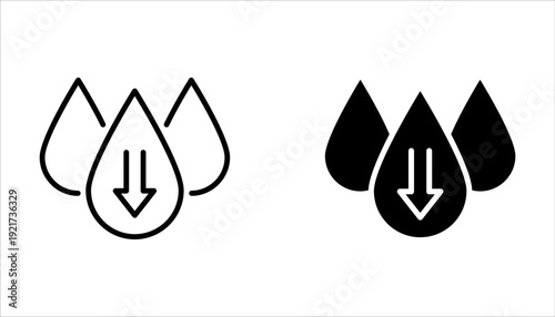Low water level icon set on white background