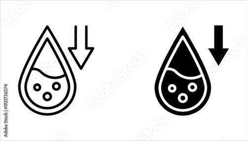 Low water level icon set on white background
