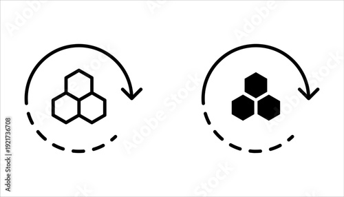 Collagen icon set. Organic skin care and cosmetics on white background