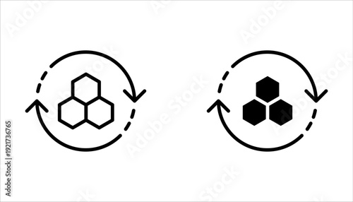 Collagen icon set. Organic skin care and cosmetics on white background