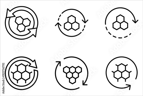 Collagen icon set. Organic skin care and cosmetics on white background