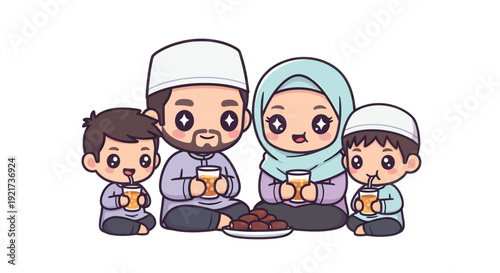 Family gathering with kids enjoying dates and drinks together