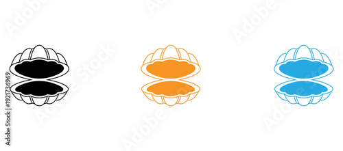 Three stylized abstract shapes resembling overlapping torus or doughnut forms in different colors isolated on transparent background, Vector