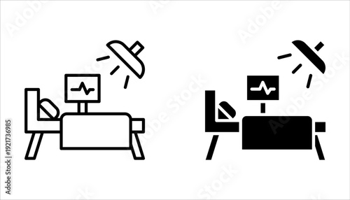 Operating room icon set on white background