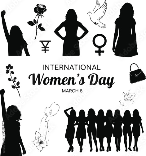 International women's day celebration silhouettes