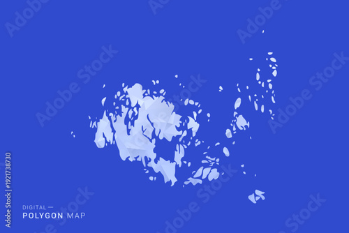 Aland Islands Map - Polygon Style Vector Illustration in Blue and White Gradient, Low Poly Geometric Design, Isolated on Solid Background for Infographics and Digital Use.