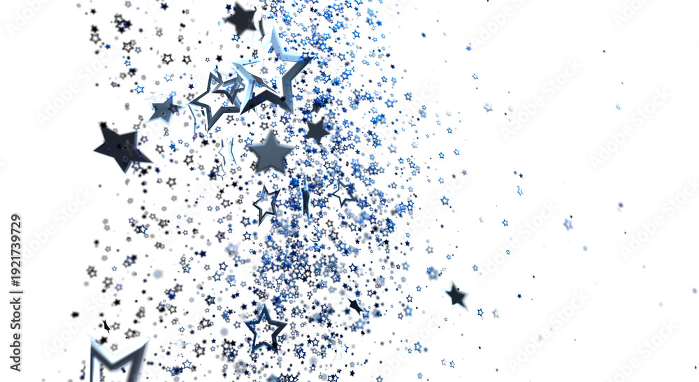 Obraz premium Abstract background featuring falling blue stars confetti. Perfect for festive designs, celebrations, and backgrounds. I