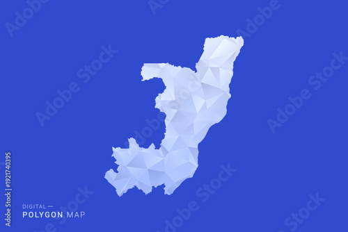 Congo Map - Polygon Style Vector Illustration in Blue and White Gradient, Low Poly Geometric Design, Isolated on Solid Background for Infographics and Digital Use.
