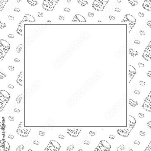hand drawn chips square frame background