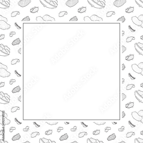 hand drawn chips square frame background